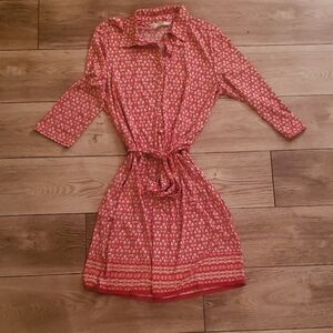 Max Studio Red Geometric Long Sleeve Dress